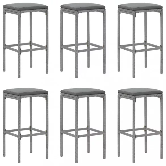 7 részes szürke polyrattan kerti bárszett párnákkal