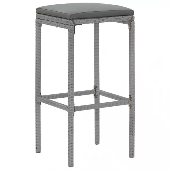 7 részes szürke polyrattan kerti bárszett párnákkal