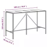 9 részes fekete polyrattan kerti bárszett párnával