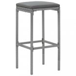 9 részes szürke polyrattan kerti bárszett párnával