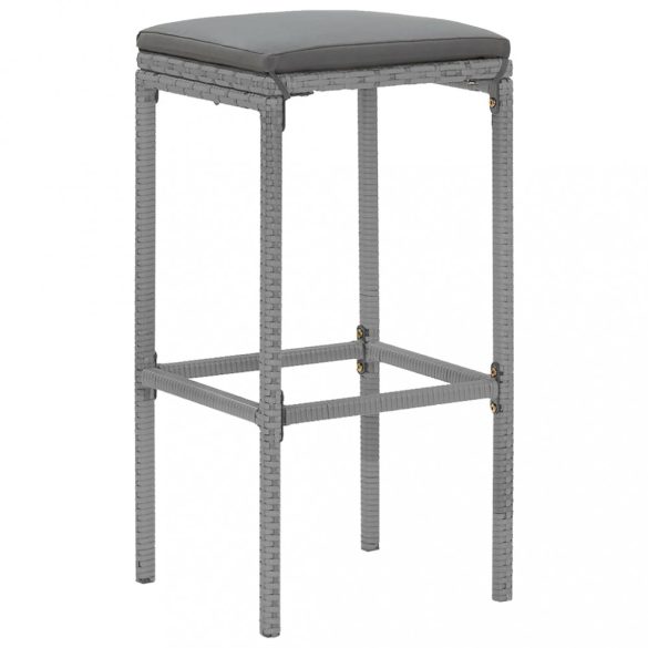 9 részes szürke polyrattan kerti bárszett párnával