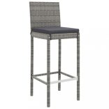 9 részes szürke polyrattan kerti bárszett párnával