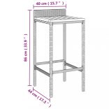 9 részes szürke polyrattan és tömör akácfa kerti bárszett