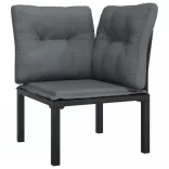 7 részes fekete-szürke polyrattan kerti ülőgarnitúra
