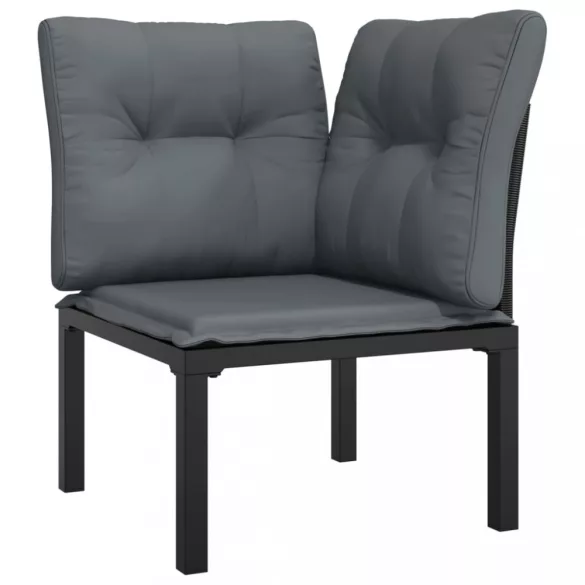 7 részes fekete-szürke polyrattan kerti ülőgarnitúra