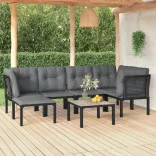 7 részes fekete-szürke polyrattan kerti ülőgarnitúra
