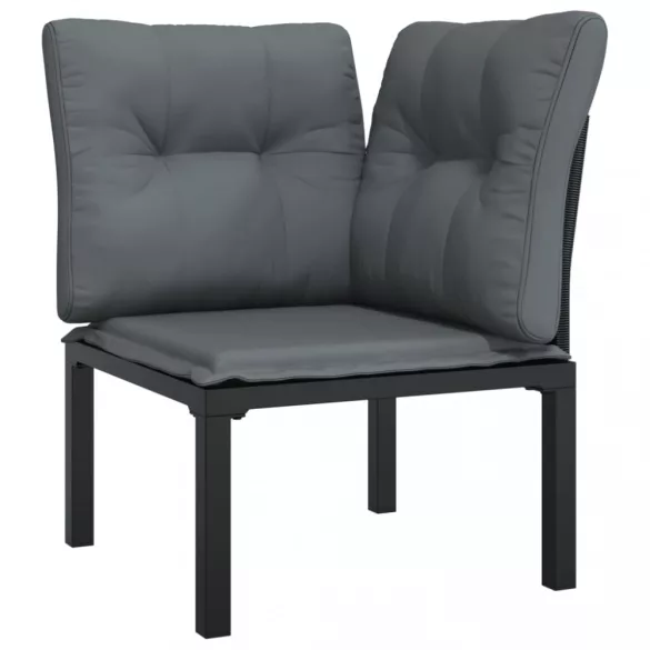 7 részes fekete-szürke polyrattan kerti ülőgarnitúra