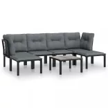 7 részes fekete-szürke polyrattan kerti ülőgarnitúra