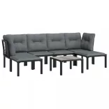 7 részes fekete-szürke polyrattan kerti ülőgarnitúra