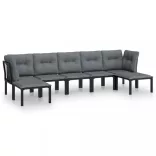 7 részes fekete-szürke polyrattan kerti ülőgarnitúra