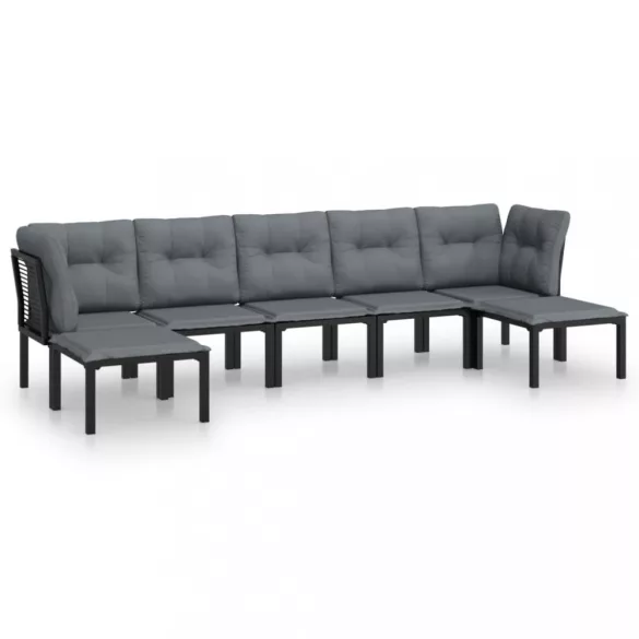 7 részes fekete-szürke polyrattan kerti ülőgarnitúra