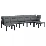 7 részes fekete-szürke polyrattan kerti ülőgarnitúra