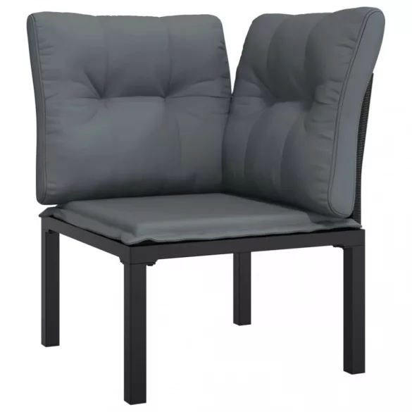 7 részes fekete-szürke polyrattan kerti ülőgarnitúra