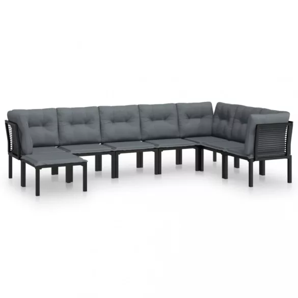 8 részes fekete-szürke polyrattan kerti társalgógarnitúra