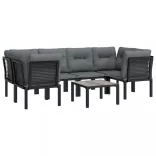 7 részes fekete-szürke polyrattan kerti ülőgarnitúra