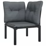 7 részes fekete-szürke polyrattan kerti ülőgarnitúra