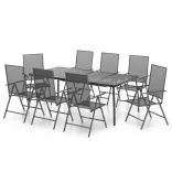9 részes antracitszürke acél kerti étkezőgarnitúra