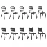 11 részes antracitszürke acél kerti étkezőgarnitúra