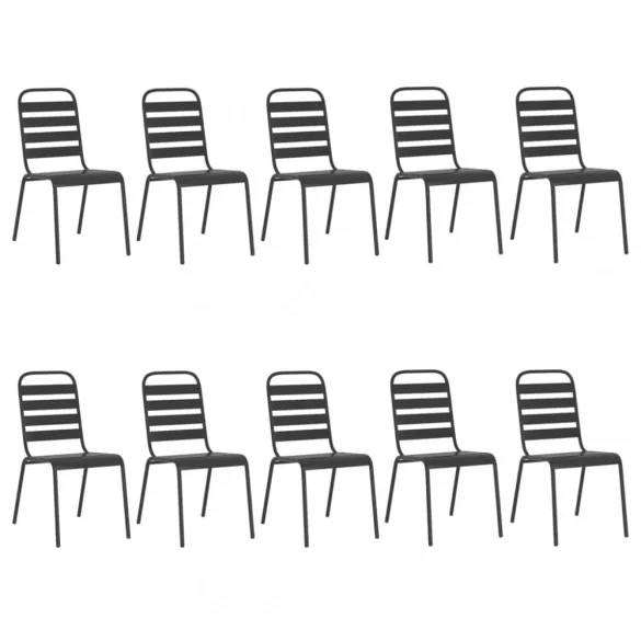 11 részes antracitszürke acél kerti étkezőgarnitúra