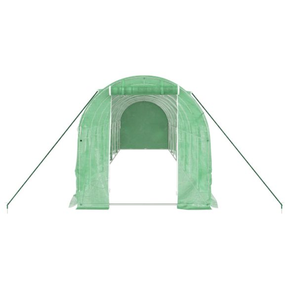 zöld acélvázas melegház 16 m² 8 x 2 x 2 m