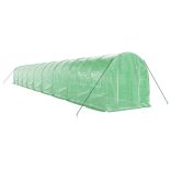 zöld acélvázas melegház 36 m² 18 x 2 x 2 m