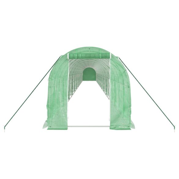 zöld acélvázas melegház 48 m² 24 x 2 x 2 m