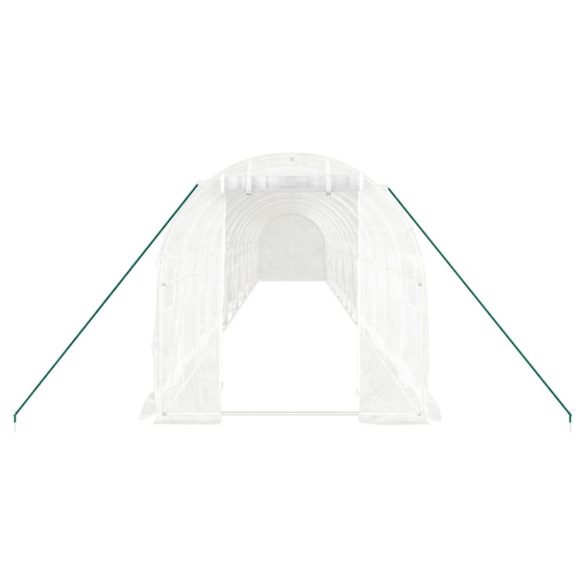 fehér acélvázas melegház 28 m² 14 x 2 x 2 m