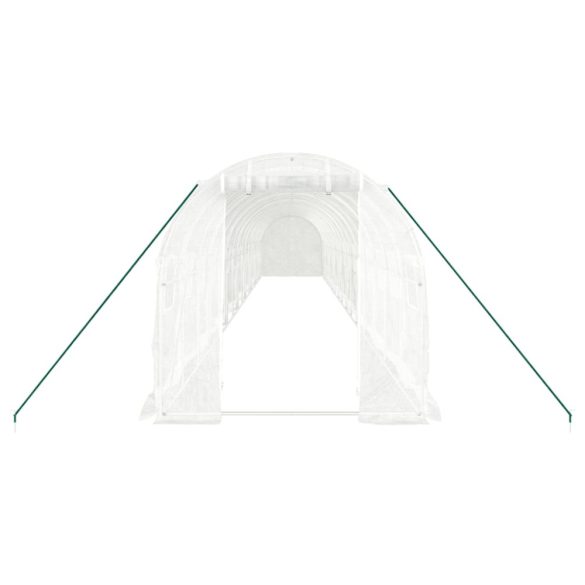 fehér acélvázas melegház 32 m² 16 x 2 x 2 m