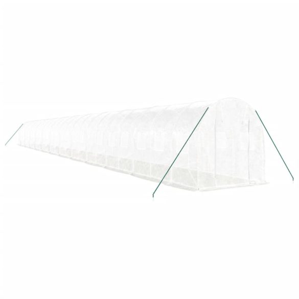 fehér acélvázas melegház 48 m² 24 x 2 x 2 m