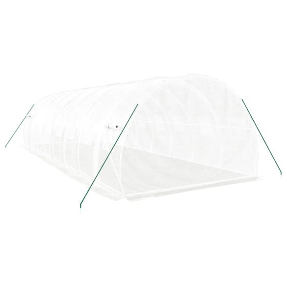 fehér acélvázas melegház 24 m² 8x3x2 m