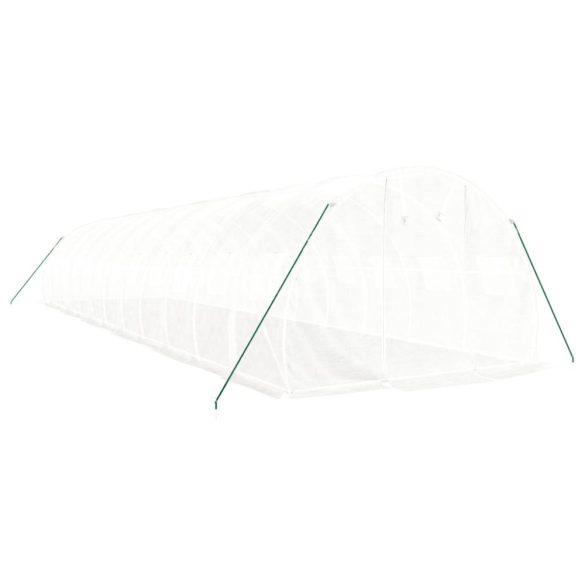 fehér acélvázas melegház 36 m² 12 x 3 x 2 m