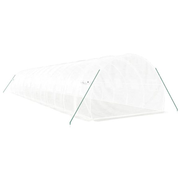 fehér acélvázas melegház 42 m² 14 x 3 x 2 m