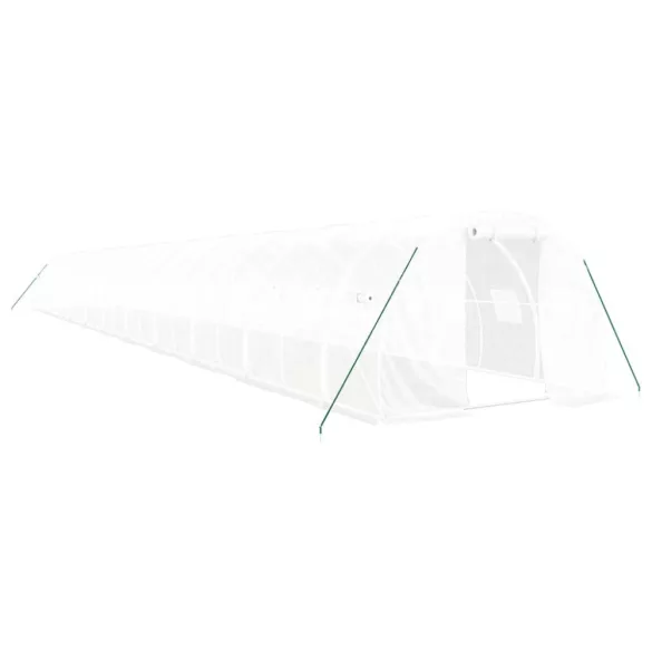 fehér acélvázas melegház 66 m² 22x3x2 m