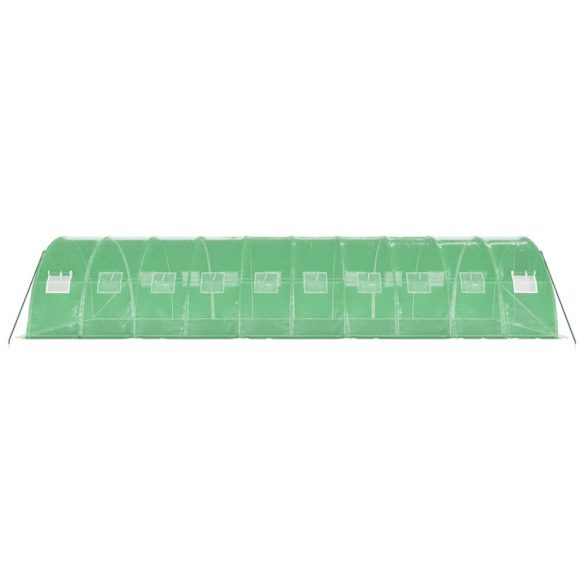 zöld acélvázas melegház 40 m² 10 x 4 x 2 m