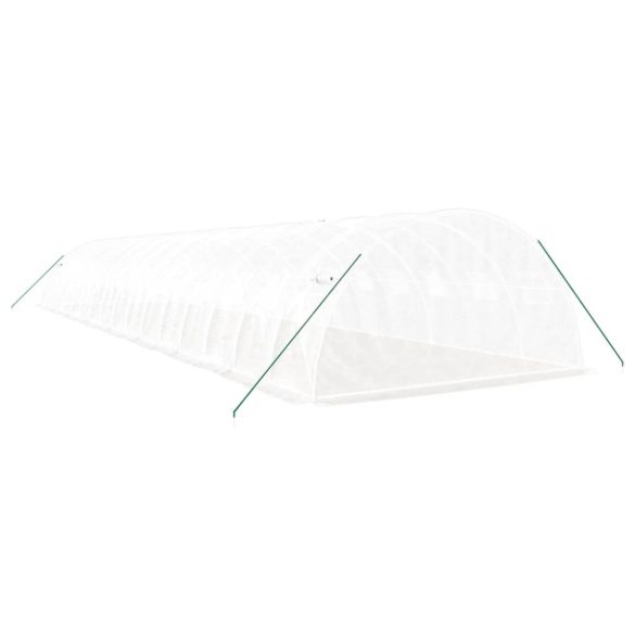 fehér acélvázas melegház 64 m² 16 x 4 x 2 m