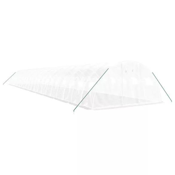 fehér acélvázas melegház 88 m² 22x4x2 m