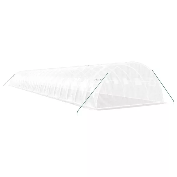 fehér acélvázas melegház 88 m² 22x4x2 m