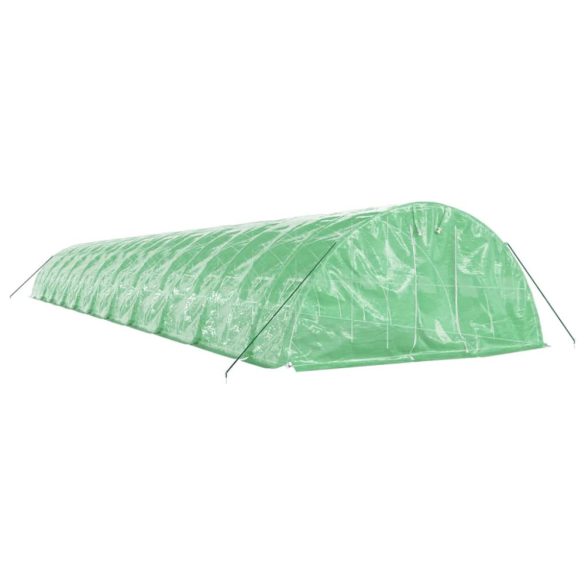 zöld acélvázas melegház 110 m² 22 x 5 x 2,3 m