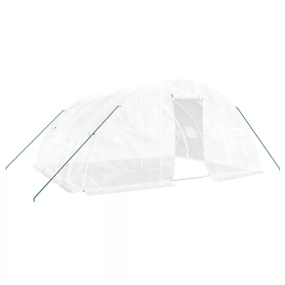 fehér üvegház acélvázzal 20 m² 5x4x2,3 m