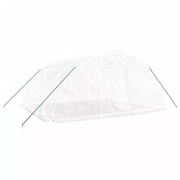 fehér üvegház acélvázzal 20 m² 5x4x2,3 m