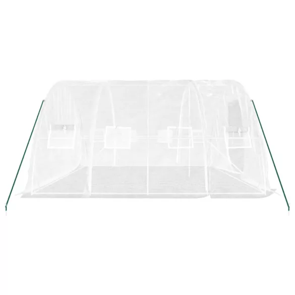 fehér üvegház acélvázzal 20 m² 5x4x2,3 m