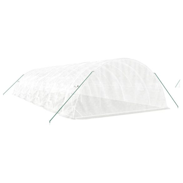 fehér acélvázas melegház 60 m² 12 x 5 x 2,3m