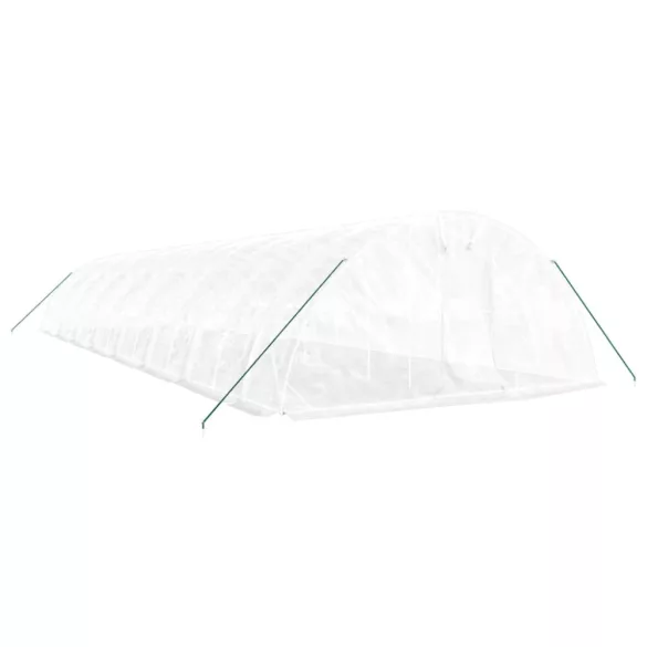 fehér acélvázas melegház 80 m² 16 x 5 x 2,3 m