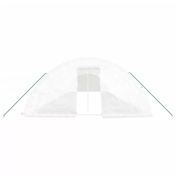 fehér acélvázas melegház 80 m² 16 x 5 x 2,3 m