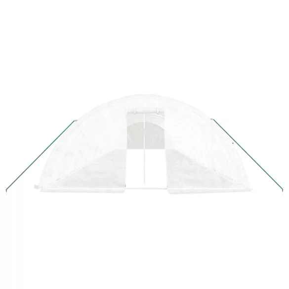 fehér acélvázas melegház 90 m² 18 x 5 x 2,3 m