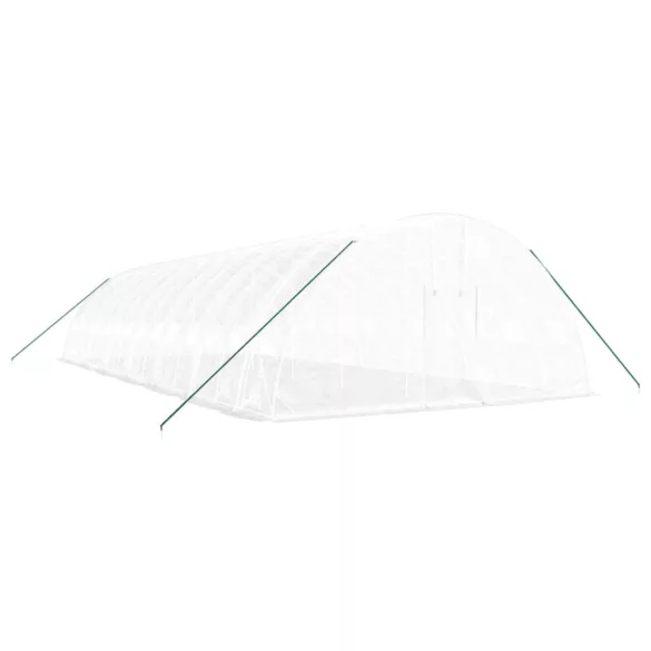 fehér acélvázas melegház 84 m² 14x6x2,85 m