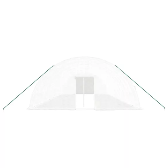 fehér acélvázas melegház 84 m² 14x6x2,85 m