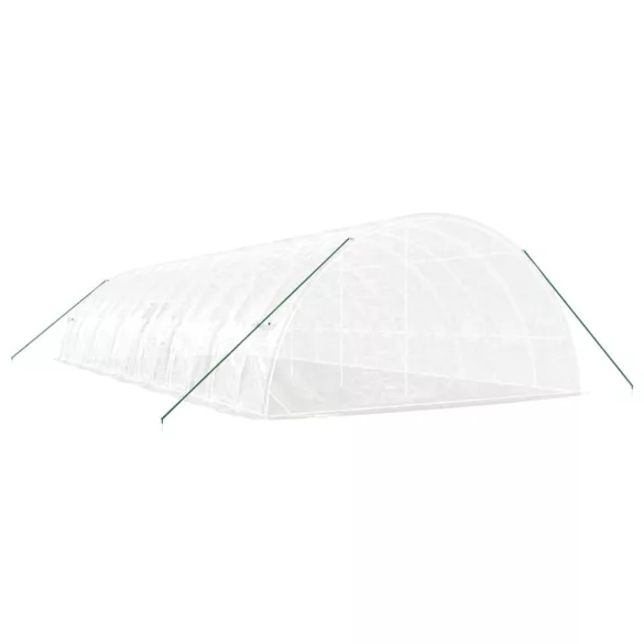 fehér acélvázas melegház 84 m² 14x6x2,85 m