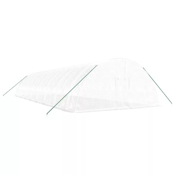 fehér acélvázas melegház 96 m² 16 x 6 x 2,85 m