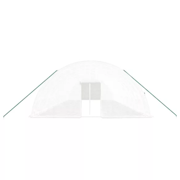 fehér acélvázas melegház 96 m² 16 x 6 x 2,85 m